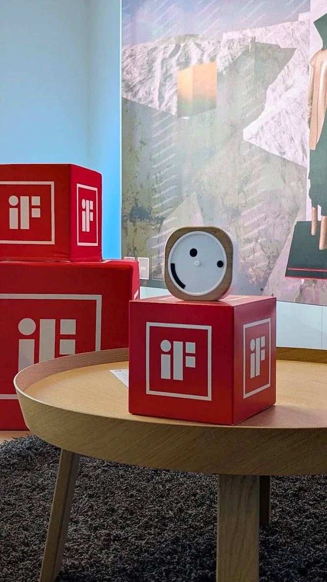 The Time Smiles clock on display at the iF Design Award exhibition
